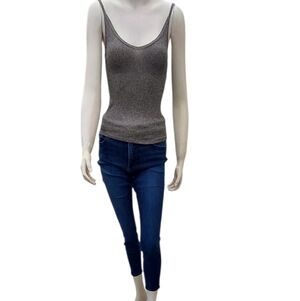 8006..Women's Metallic Tank Top and Blue Jeans Size Small